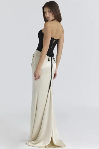 Sorcha Black & Champagne Corset Maxi Gown
