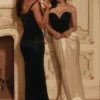 Sorcha Black & Champagne Corset Maxi Gown
