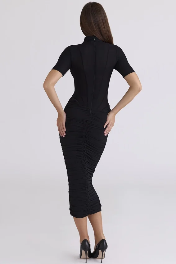 Sorrel Black Semi Sheer Midi Dress Sorrel Black Semi Sheer Midi Dress