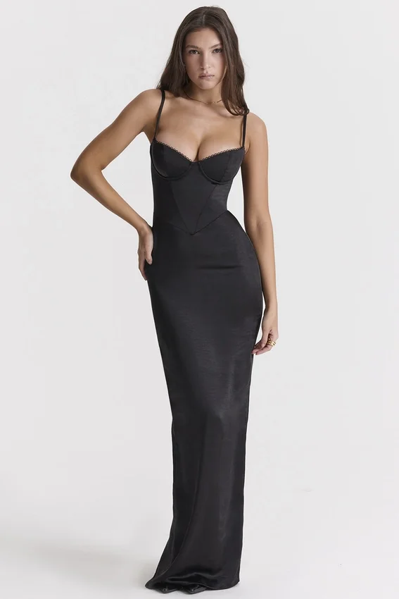 Stefania Black Corset Maxi Dress Stefania Black Corset Maxi Dress