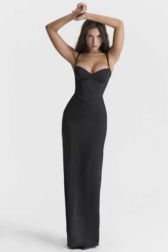 Stefania Black Corset Maxi Dress Stefania Black Corset Maxi Dress
