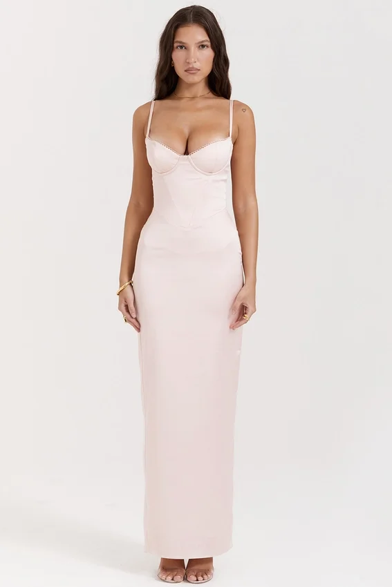 Stefania Soft Peach Corset Maxi Dress Stefania Soft Peach Corset Maxi Dress