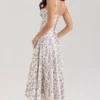 Steffani Cream Stretch Cotton Floral Print Midi Sundress Steffani Cream Stretch Cotton Floral Print Midi Sundress