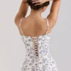 Steffani Cream Stretch Cotton Floral Print Midi Sundress Steffani Cream Stretch Cotton Floral Print Midi Sundress