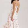 Steffani White Stretch Cotton Rose Print Midi Sundress