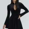 Stella Black Velvet Keyhole Mini Dress Stella Black Velvet Keyhole Mini Dress