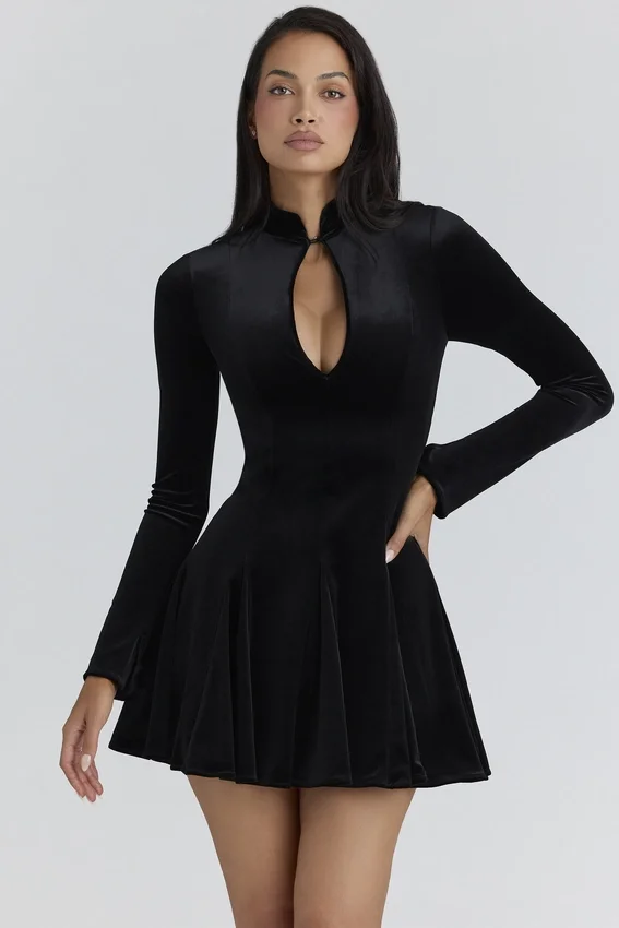 Stella Black Velvet Keyhole Mini Dress Stella Black Velvet Keyhole Mini Dress