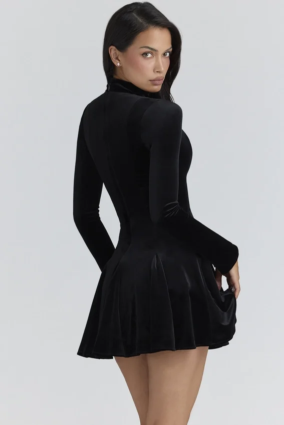 Stella Black Velvet Keyhole Mini Dress Stella Black Velvet Keyhole Mini Dress