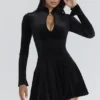 Stella Black Velvet Keyhole Mini Dress Stella Black Velvet Keyhole Mini Dress