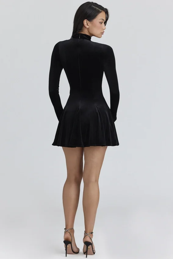 Stella Black Velvet Keyhole Mini Dress Stella Black Velvet Keyhole Mini Dress