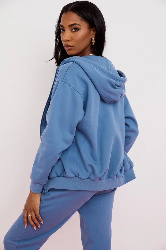 Storm Azure Cotton Fleece-Back Zip Through Hoodie Storm Azure Cotton Fleece-Back Zip Through Hoodie