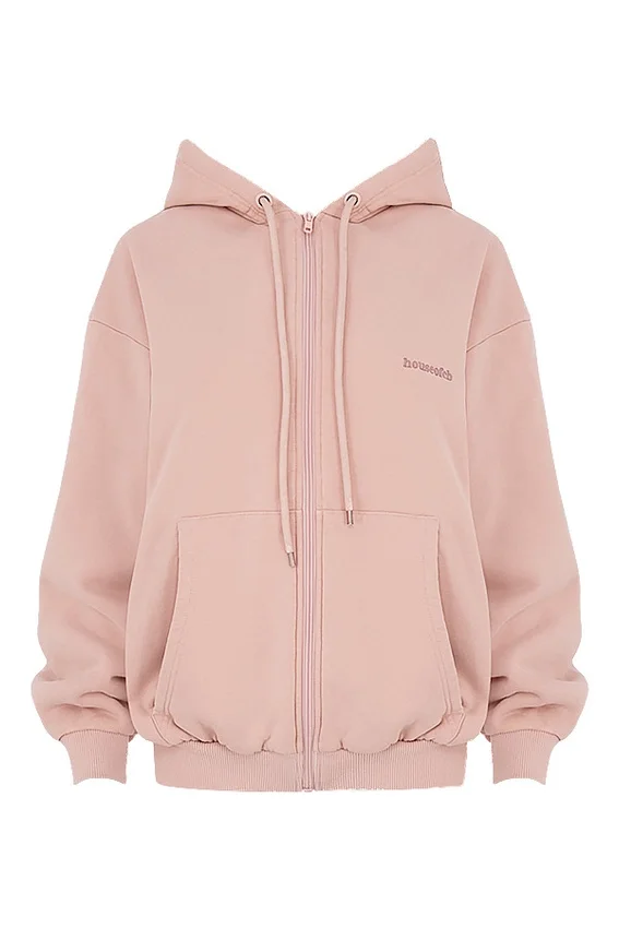 Storm Blush Cotton Fleece-Back Zip Through Hoodie Storm Blush Cotton Fleece-Back Zip Through Hoodie