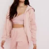 Storm Blush Cotton Fleece-Back Zip Through Hoodie Storm Blush Cotton Fleece-Back Zip Through Hoodie