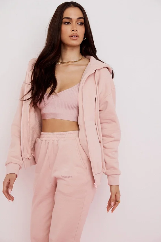 Storm Blush Cotton Fleece-Back Zip Through Hoodie Storm Blush Cotton Fleece-Back Zip Through Hoodie