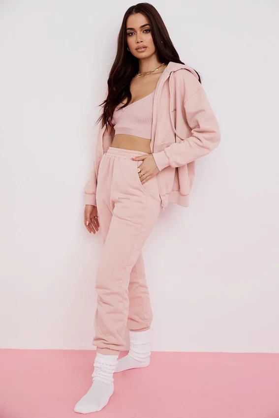 Storm Blush Cotton Fleece-Back Zip Through Hoodie Storm Blush Cotton Fleece-Back Zip Through Hoodie