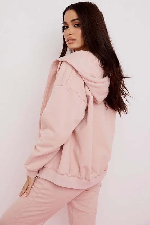Storm Blush Cotton Fleece-Back Zip Through Hoodie Storm Blush Cotton Fleece-Back Zip Through Hoodie