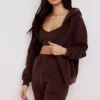 Storm Chocolate Cotton Fleece-Back Zip Through Hoodie Storm Chocolate Cotton Fleece-Back Zip Through Hoodie