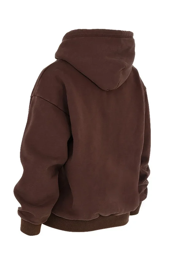 Storm Chocolate Cotton Fleece-Back Zip Through Hoodie Storm Chocolate Cotton Fleece-Back Zip Through Hoodie