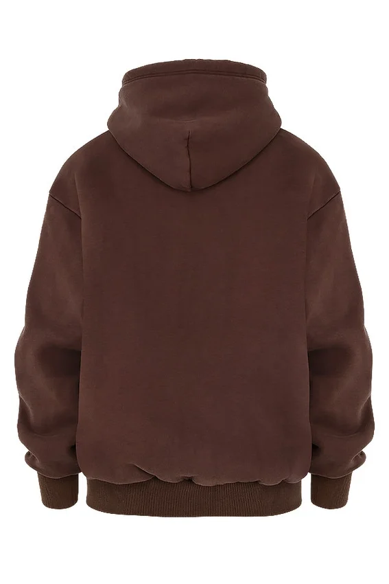 Storm Chocolate Cotton Fleece-Back Zip Through Hoodie Storm Chocolate Cotton Fleece-Back Zip Through Hoodie