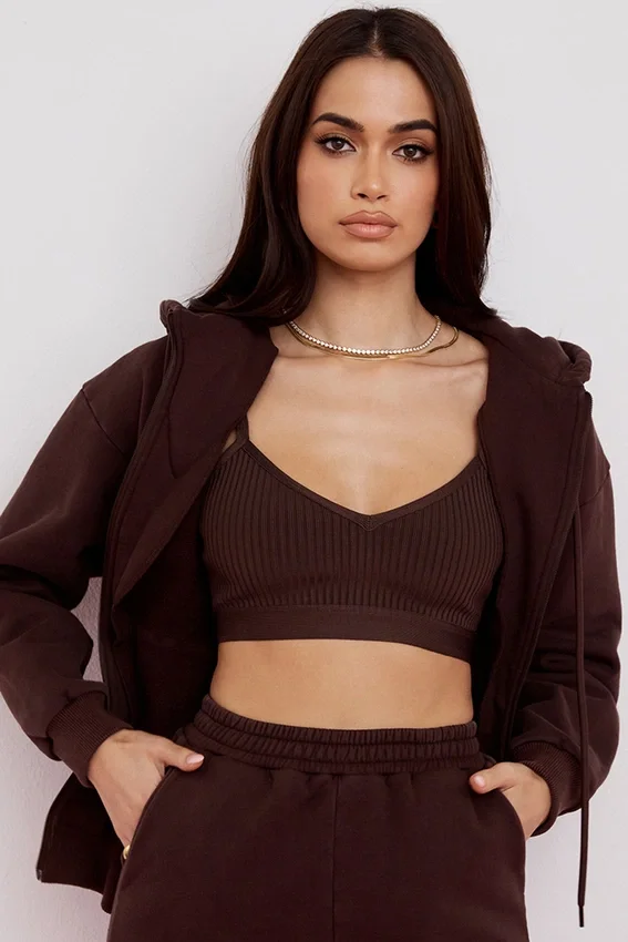 Storm Chocolate Cotton Fleece-Back Zip Through Hoodie Storm Chocolate Cotton Fleece-Back Zip Through Hoodie