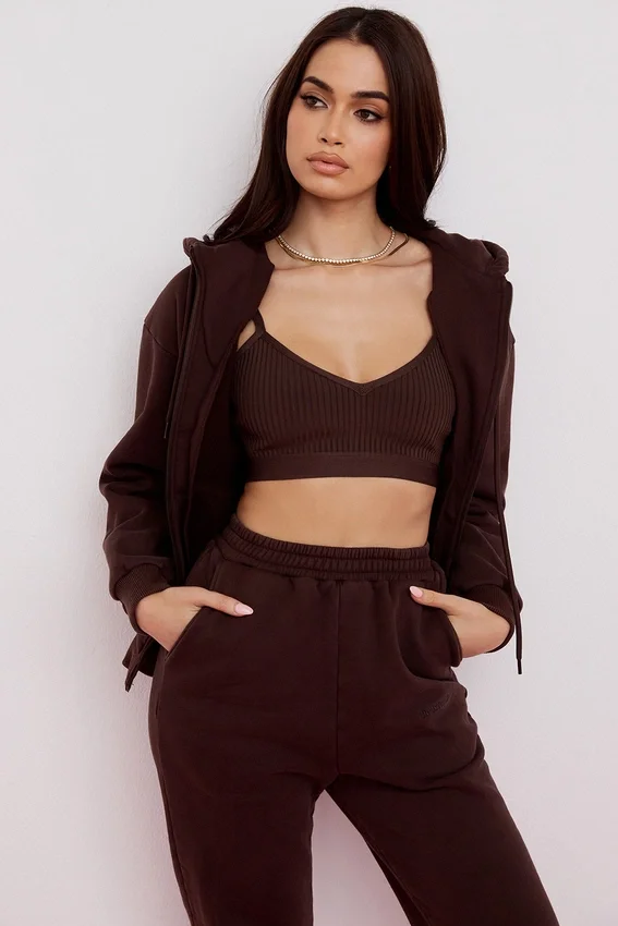 Storm Chocolate Cotton Fleece-Back Zip Through Hoodie Storm Chocolate Cotton Fleece-Back Zip Through Hoodie