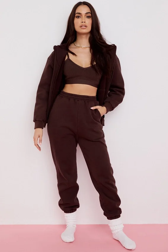 Storm Chocolate Cotton Fleece-Back Zip Through Hoodie Storm Chocolate Cotton Fleece-Back Zip Through Hoodie