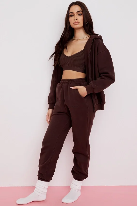 Storm Chocolate Cotton Fleece-Back Zip Through Hoodie Storm Chocolate Cotton Fleece-Back Zip Through Hoodie