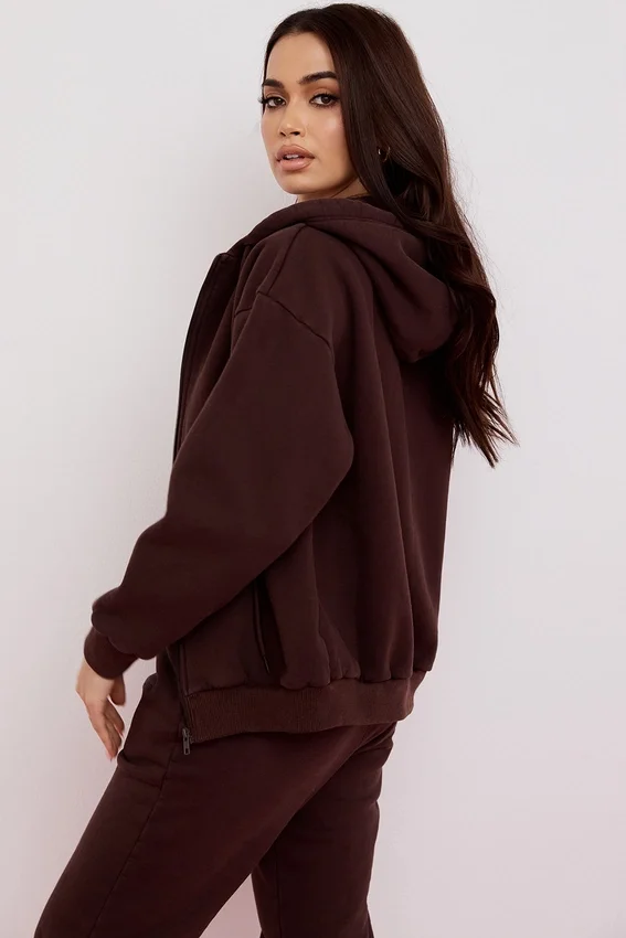 Storm Chocolate Cotton Fleece-Back Zip Through Hoodie Storm Chocolate Cotton Fleece-Back Zip Through Hoodie