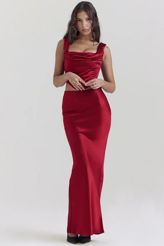 Sydel Ruby Satin Bias Cut Maxi Skirt Sydel Ruby Satin Bias Cut Maxi Skirt