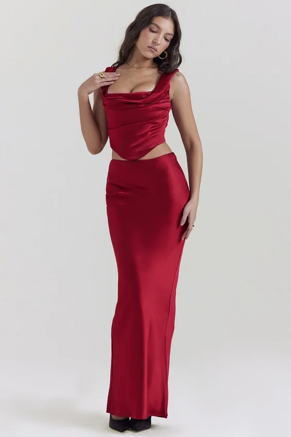 Sydel Ruby Satin Bias Cut Maxi Skirt Sydel Ruby Satin Bias Cut Maxi Skirt