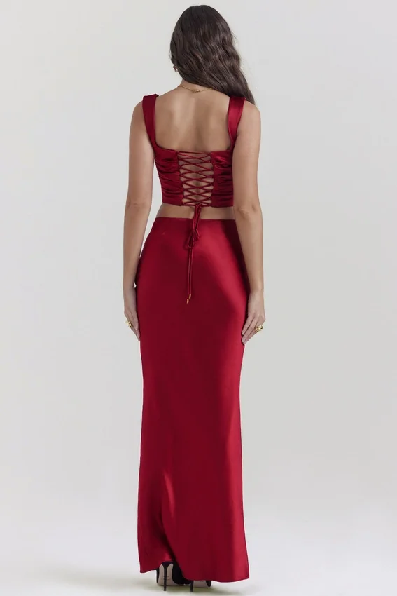 Sydel Ruby Satin Bias Cut Maxi Skirt Sydel Ruby Satin Bias Cut Maxi Skirt