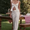 Sydel White Satin Bias Cut Maxi Skirt Sydel White Satin Bias Cut Maxi Skirt