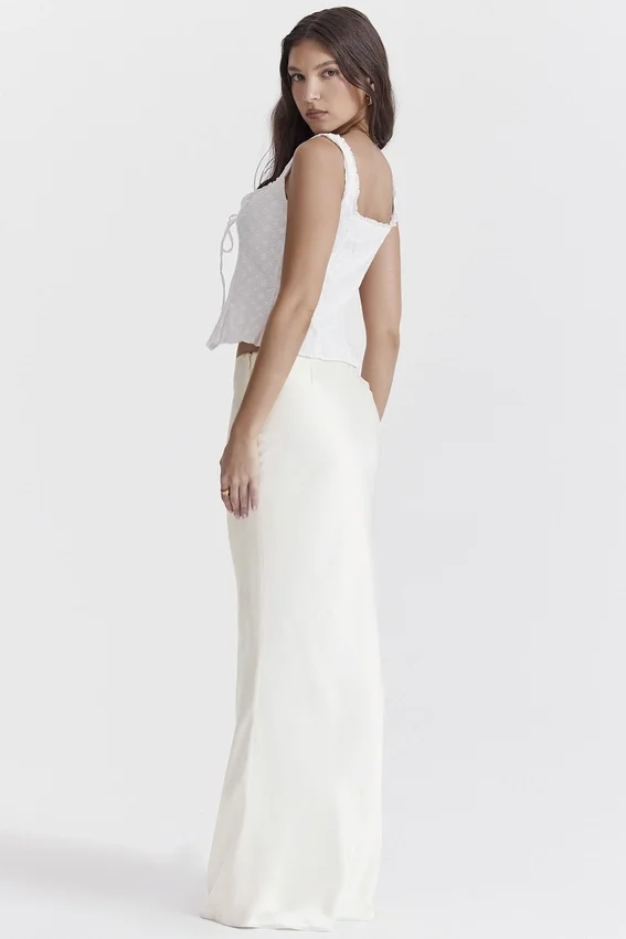 Sydel White Satin Bias Cut Maxi Skirt Sydel White Satin Bias Cut Maxi Skirt