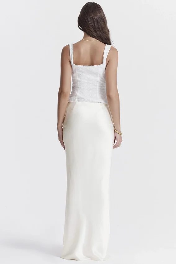 Sydel White Satin Bias Cut Maxi Skirt Sydel White Satin Bias Cut Maxi Skirt