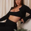 Sylvia Black Ribbed Knit Cardigan
