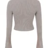 Sylvia Taupe Ribbed Knit Cardigan Sylvia Taupe Ribbed Knit Cardigan