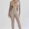 Sylvia Taupe Ribbed Knit Cardigan Sylvia Taupe Ribbed Knit Cardigan