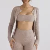 Sylvia Taupe Ribbed Knit Cardigan Sylvia Taupe Ribbed Knit Cardigan