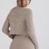 Sylvia Taupe Ribbed Knit Cardigan Sylvia Taupe Ribbed Knit Cardigan