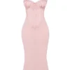 Syrah Soft Peach Lace Back Midi Dress Syrah Soft Peach Lace Back Midi Dress