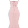 Syrah Soft Peach Lace Back Midi Dress Syrah Soft Peach Lace Back Midi Dress