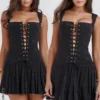 Talia Black Pleated Mini Dress Talia Black Pleated Mini Dress