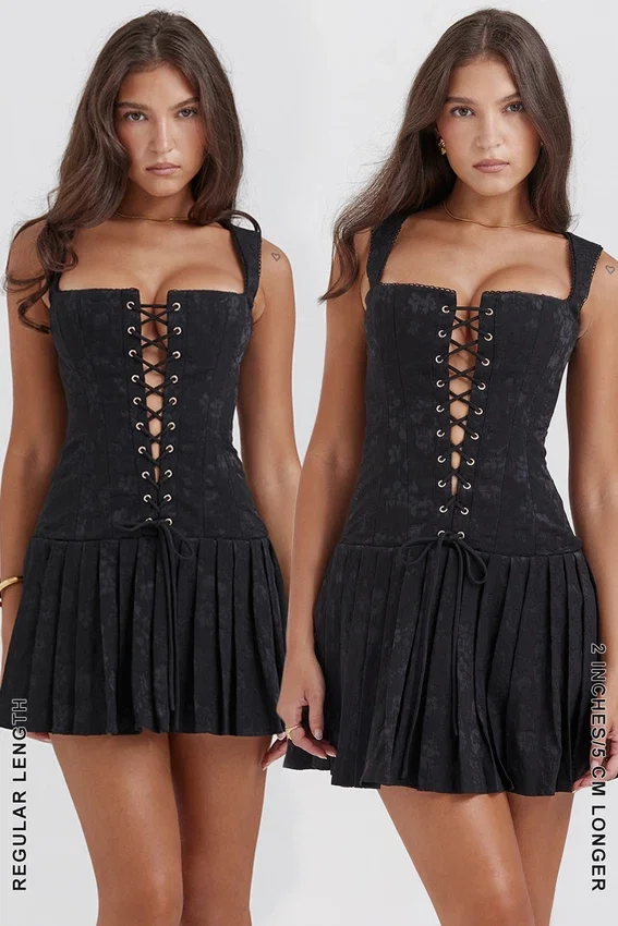 Talia Black Pleated Mini Dress Talia Black Pleated Mini Dress