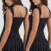 Talia Black Pleated Mini Dress Talia Black Pleated Mini Dress