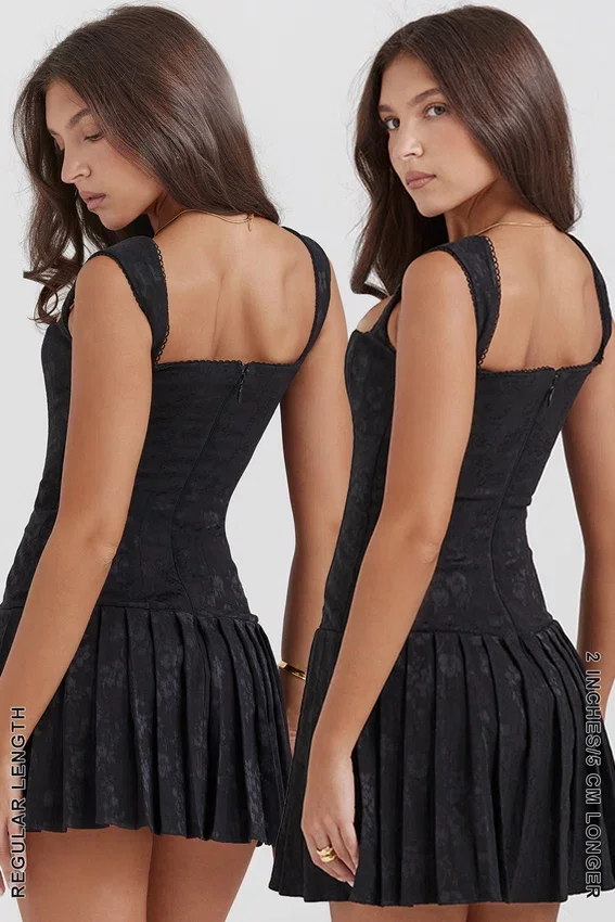 Talia Black Pleated Mini Dress Talia Black Pleated Mini Dress