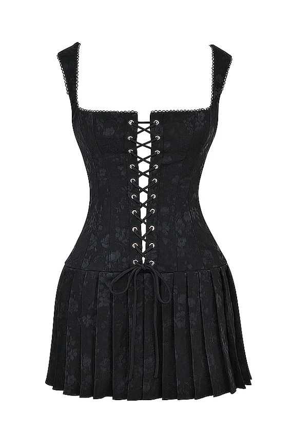 Talia Black Pleated Mini Dress Talia Black Pleated Mini Dress
