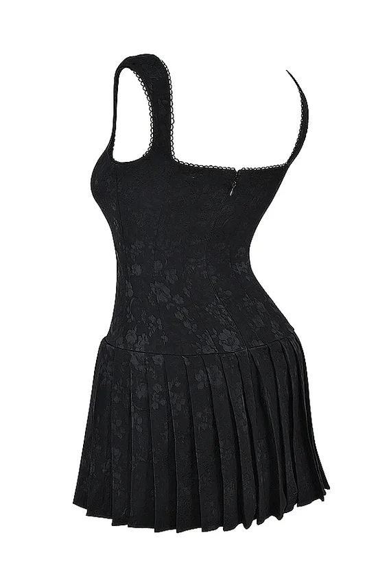 Talia Black Pleated Mini Dress Talia Black Pleated Mini Dress