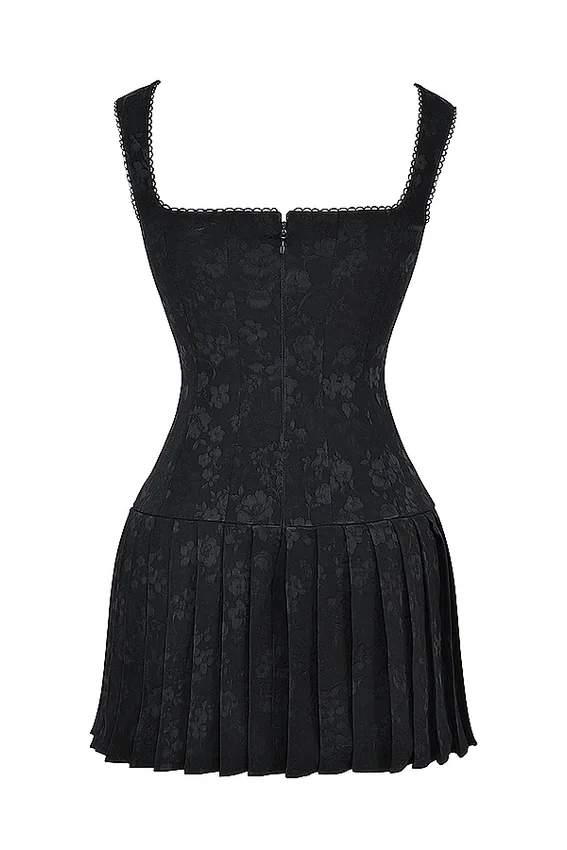 Talia Black Pleated Mini Dress Talia Black Pleated Mini Dress