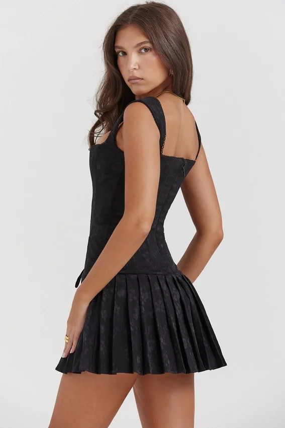 Talia Black Pleated Mini Dress Talia Black Pleated Mini Dress