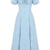 Tallulah Blue Ivory Floral Puff Sleeve Midi Dress Tallulah Blue Ivory Floral Puff Sleeve Midi Dress